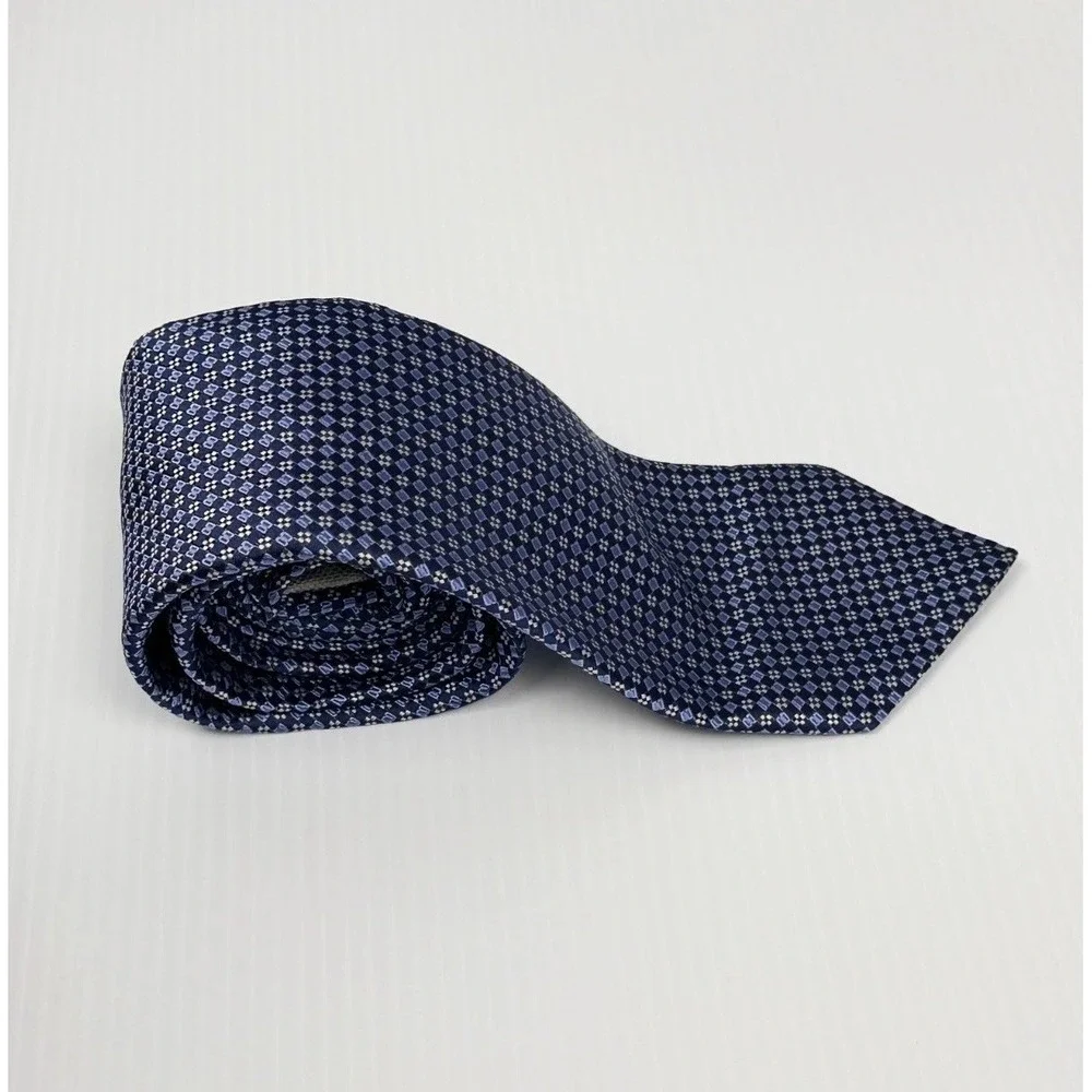 Nordstrom Blue Geometric Pattern Silk Tie Classic Necktie - Picture 4 of 5